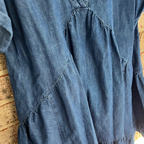 FREE PEOPLE Blue Denim Babydoll Dress / Size L / NWOT - Picture 4 of 8